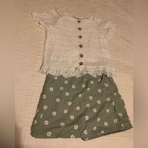 Kids Green Floral Skirt